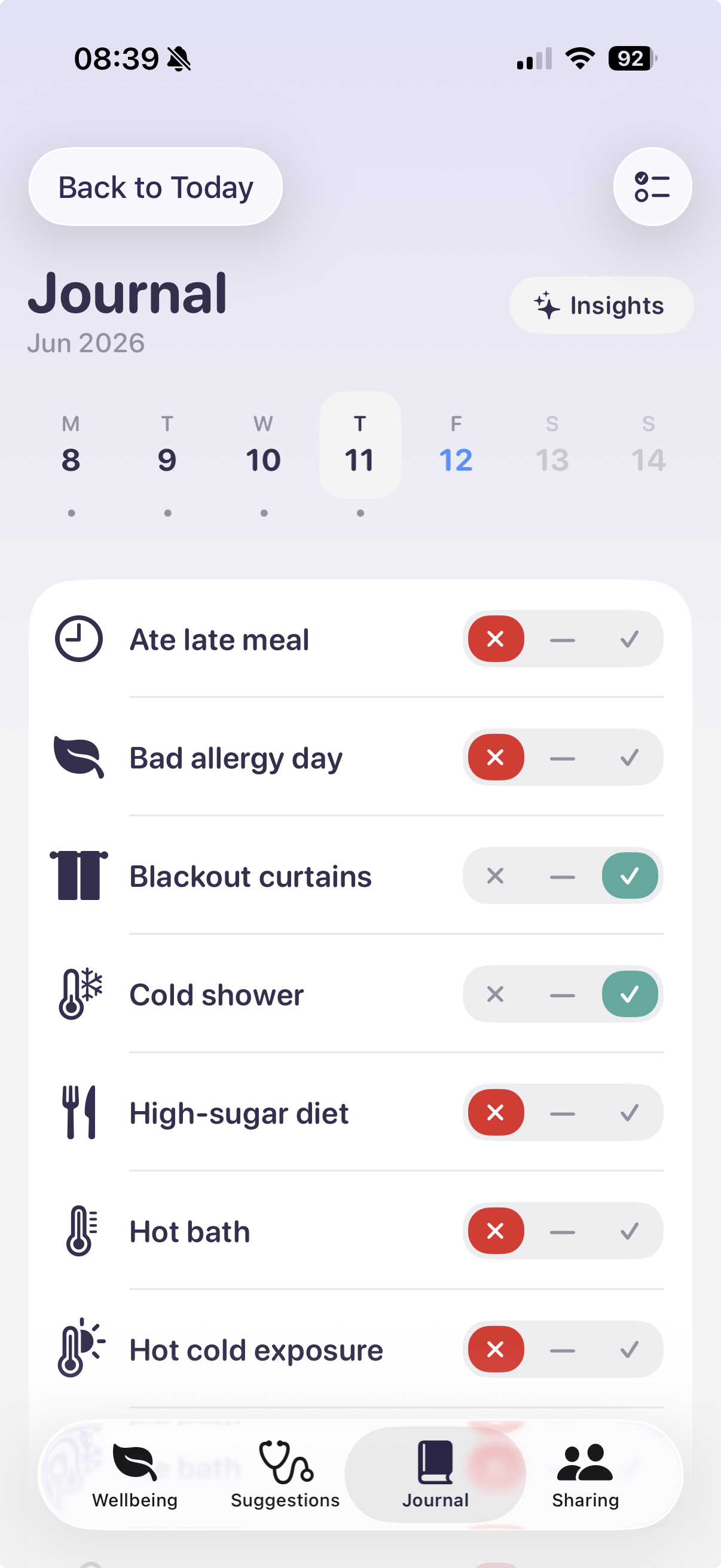Yoa Journal screen