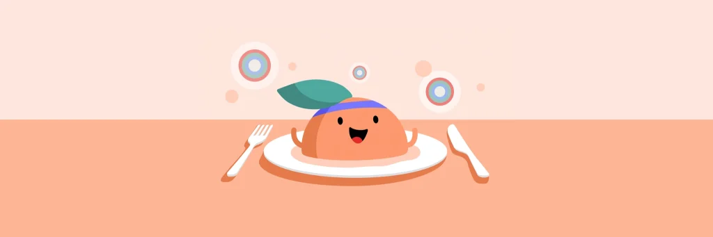 Yoa nutrition app mascot with plate and cutlery