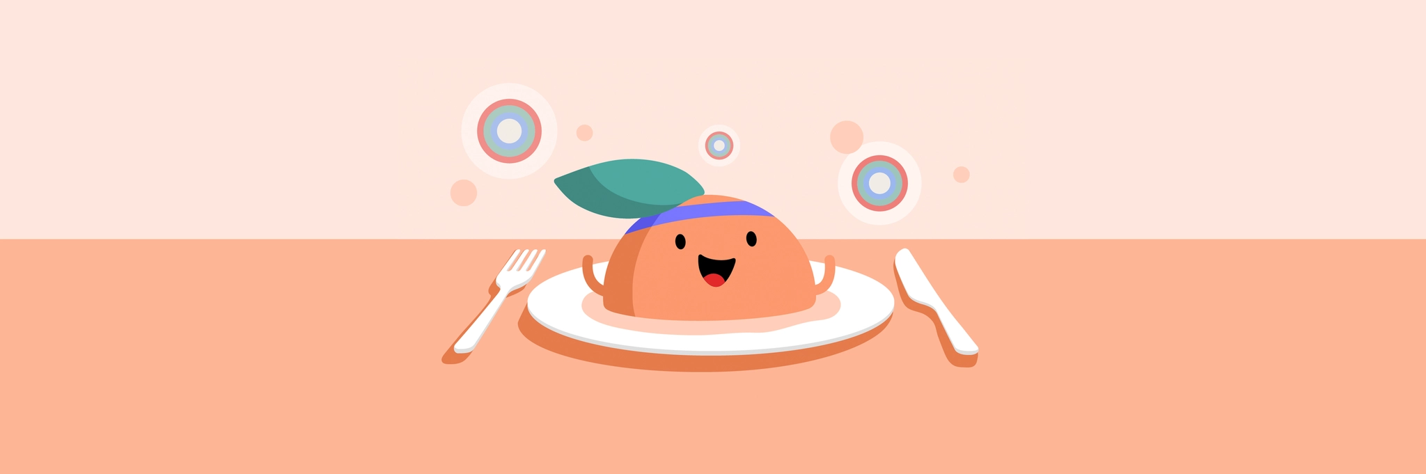 Yoa nutrition app mascot with plate and cutlery